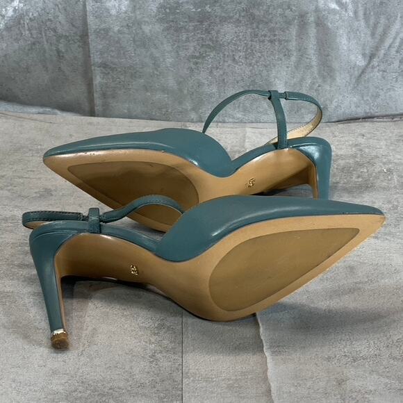 KENNETH COLE NEW YORK Women's Sea Green Leather Riley 85 Asymmetrical Pumps SZ 8 - Picture 6 of 7